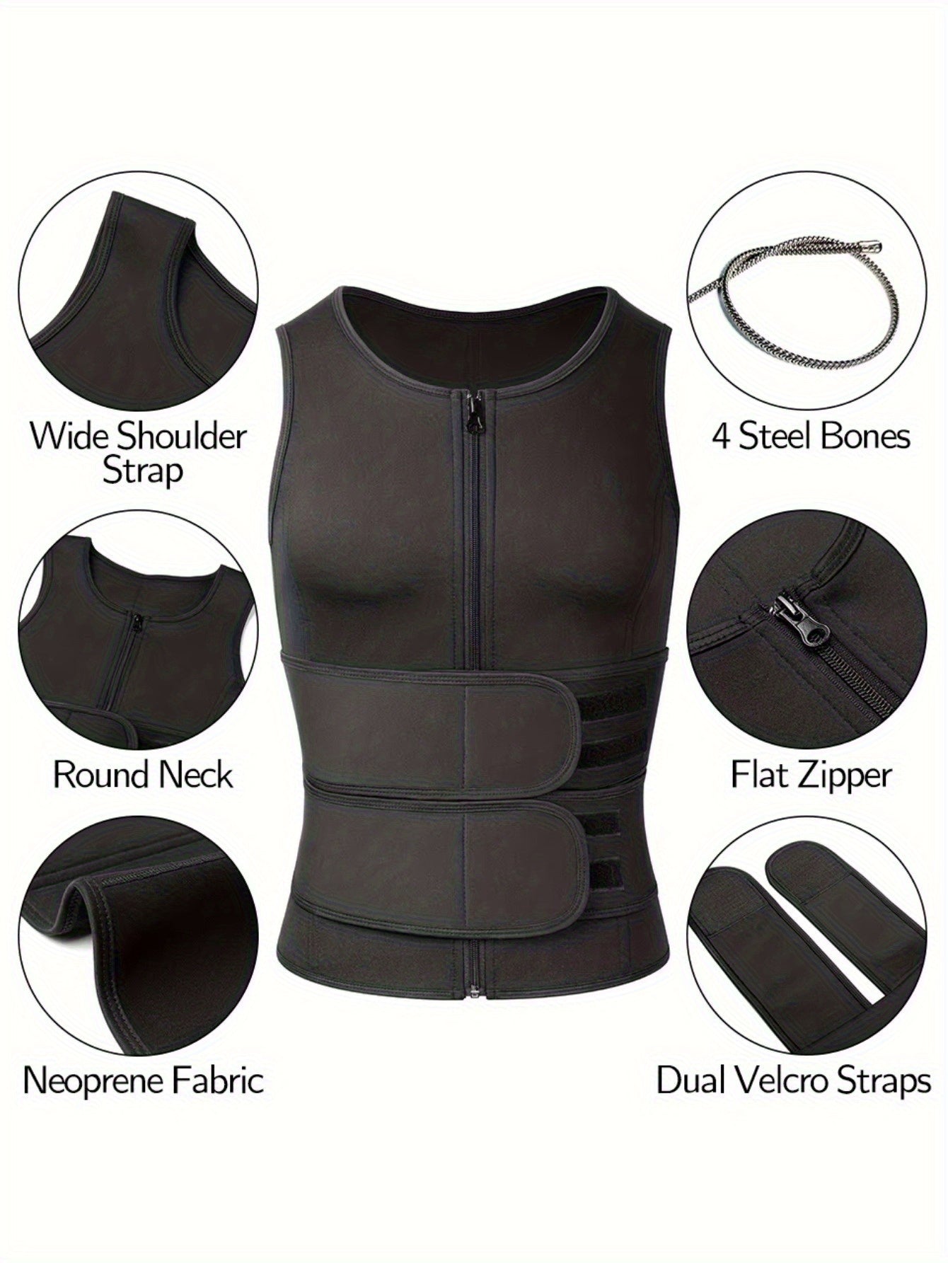 Men Body Shaper Waist Trainer Sauna Suit Sweat Vest Underwear Workout Tank Tops Shirt