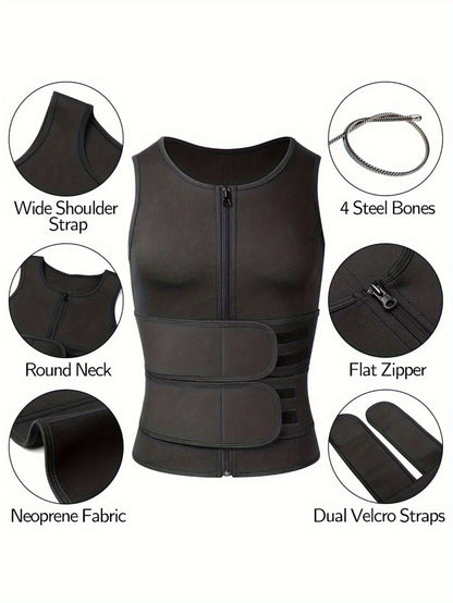 Men Body Shaper Waist Trainer Sauna Suit Sweat Vest Underwear Workout Tank Tops Shirt