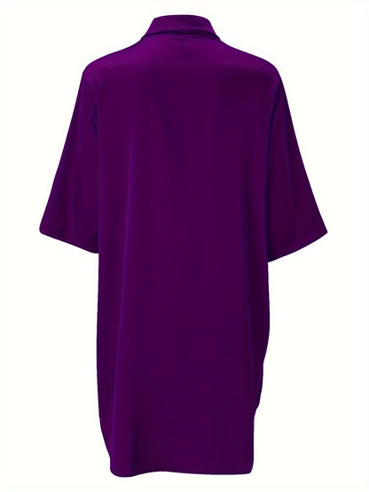 European And American Solid Color Sexy Shirt for Women Comfortable And Smooth Home Wear Long Pajamas