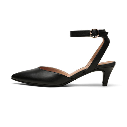 Women's Pumps Shoes Pointed Toe Kitten Low Heels Stiletto Ankle Strap Closed Toe Wedding Party Dress Sandals Kitten Heels for Women Low Heel Dress Shoes Wedding Dress Closed Toe Pump Shoes