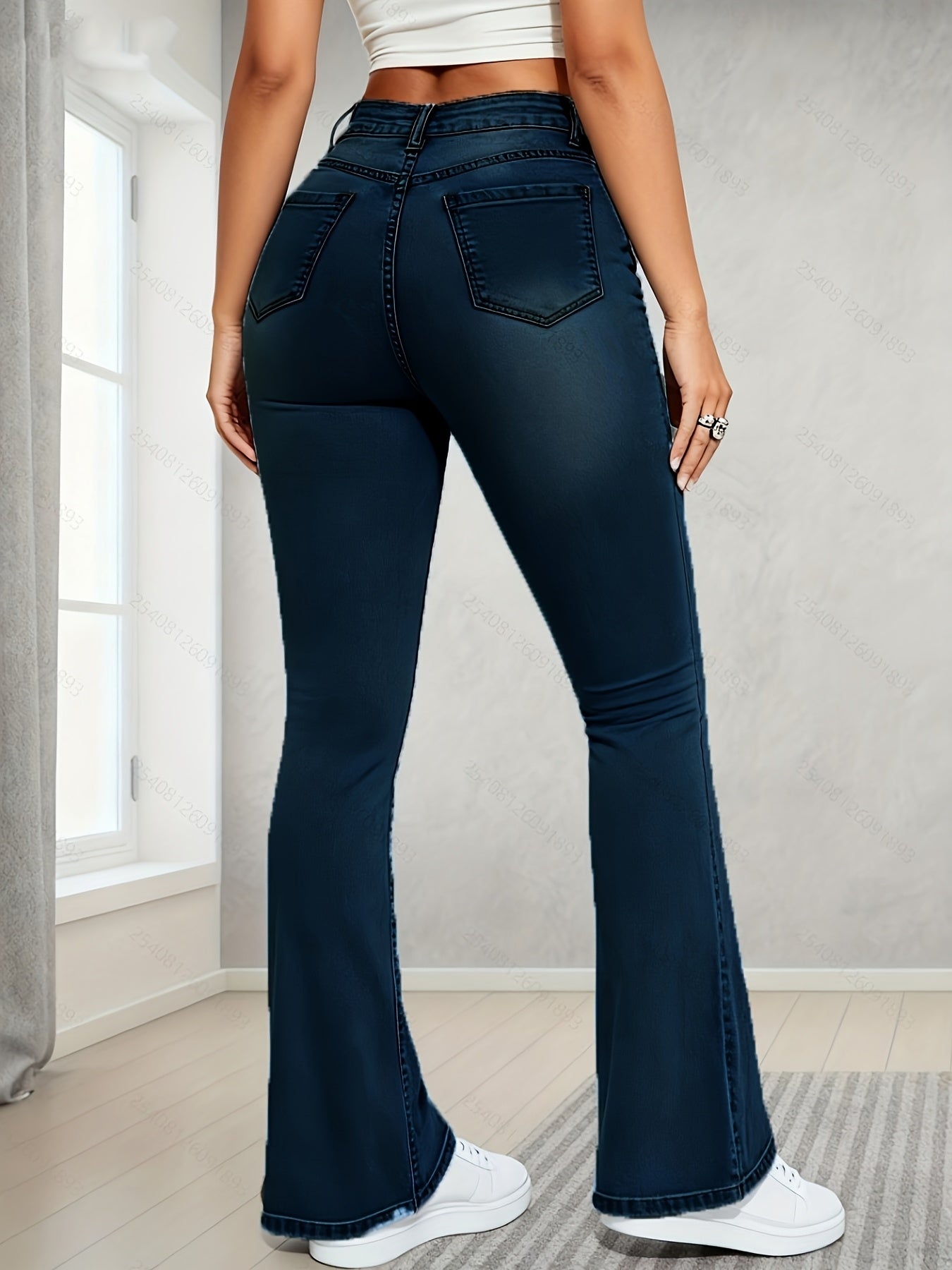Women'S Flared Slim-Fit Jeans, Suitable for All Seasons And Special Occasions As Both Formal And Casual Wear. Ideal for Parties, Outings And Social Gatherings. Durable Fabric, Premium Stitching, Fashionable Denim Trousers