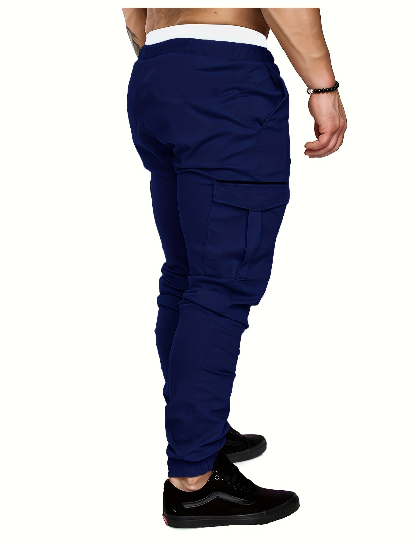 EXARUS 2 Pack Cargo Pants For Men - Relaxed Fit Twill Joggers With Elastic Waistband And Stretch Fabric - Casual Wear