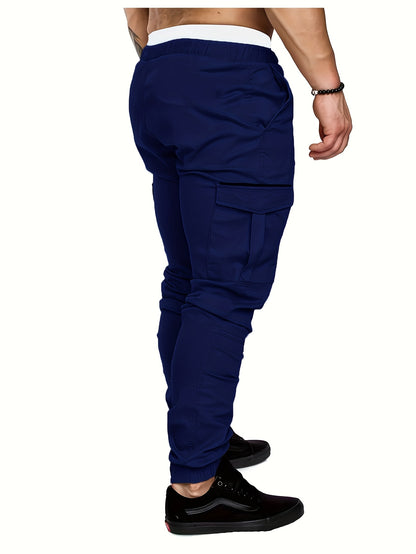 EXARUS 2 Pack Cargo Pants For Men - Relaxed Fit Twill Joggers With Elastic Waistband And Stretch Fabric - Casual Wear