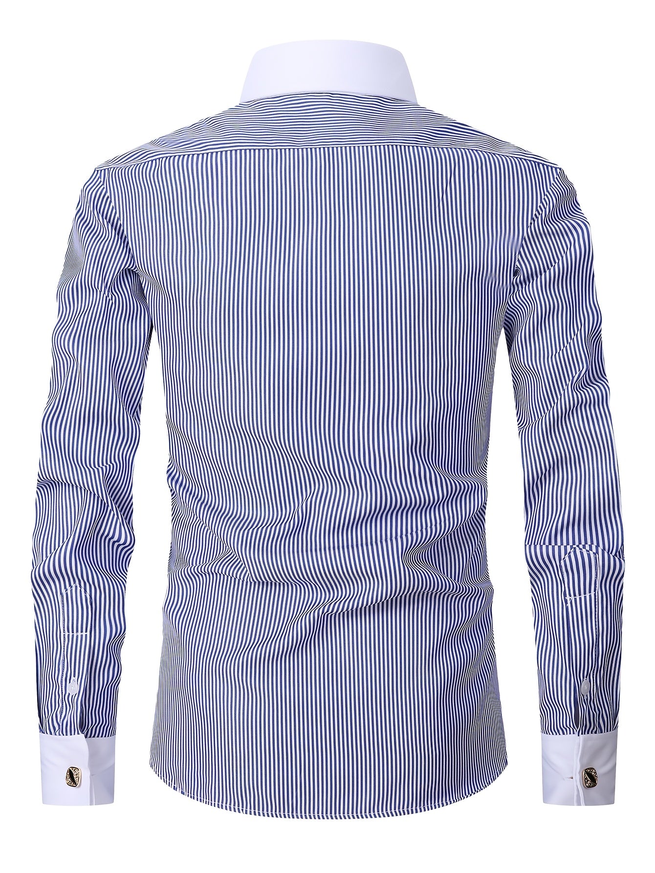2026 French Cuff Dress Shirt 1pc For Men With FREE Random Cufflinks Set - Luxury Formal Wedding Shirt, Business Office Elegant Attire