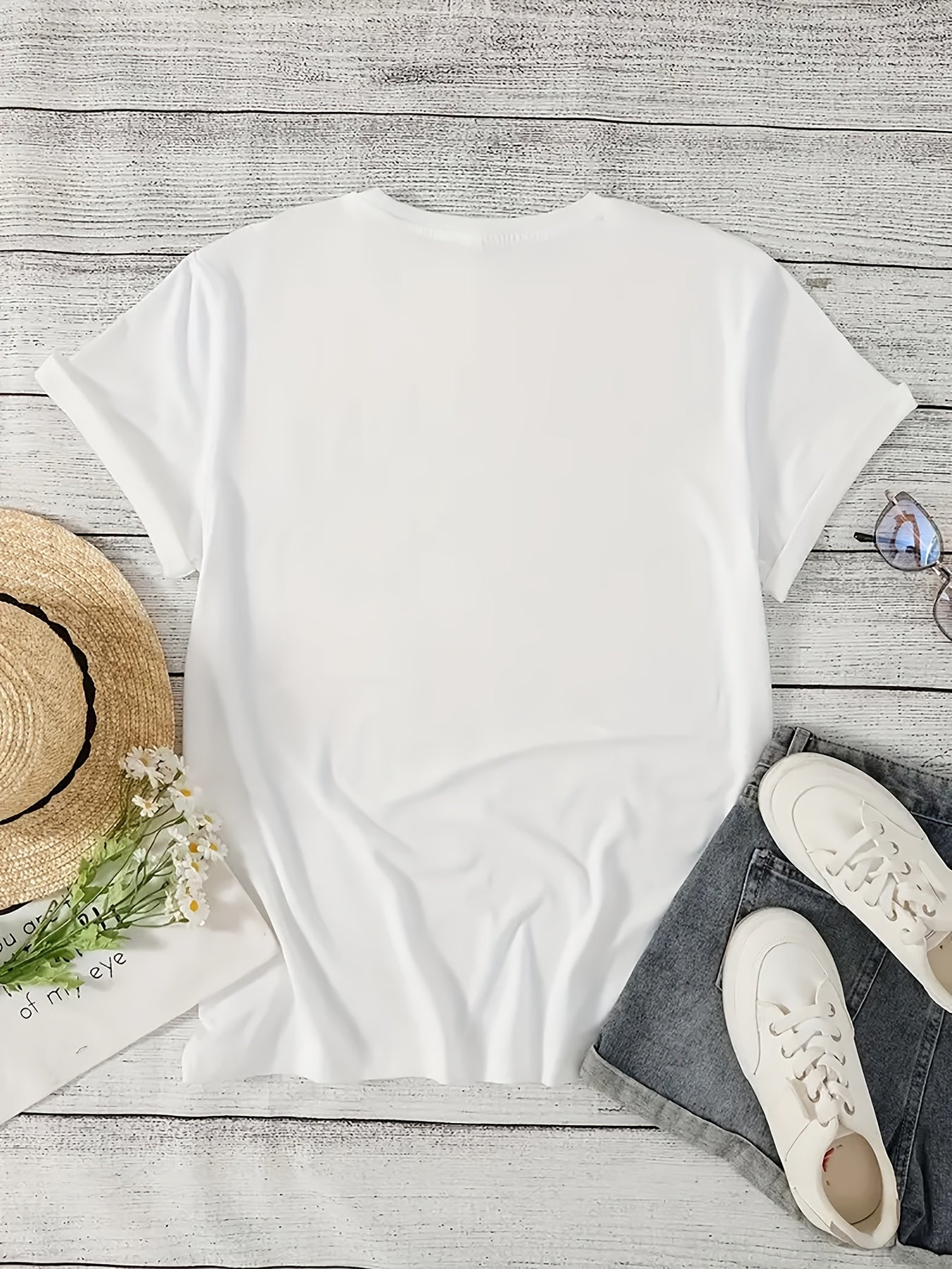 Plus Size - Plus Size - Plus Size Women'S T-Shirt Featuring a Comfy Round Neckline, Stylish Print, Perfect for Spring And Summer, Made from Soft And Cozy Fabric, a Must-Have for Fashion Lovers, Plus Size Top