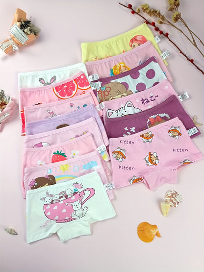 8pcs VIFINE Youngsters' Boxer Briefs - Soft, Cute, and Comfortable 95% Cotton Cartoon Underwear for Little Girls, Random Colors, Randomly Selected, Youngsters' Underwear | Playful Design | Stretchy Fabric