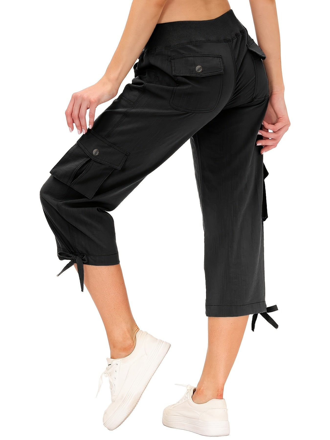 Women's Cargo Capri Hiking Pants Quick Dry Lightweight Travel Casual Workout 50+ Button Pockets