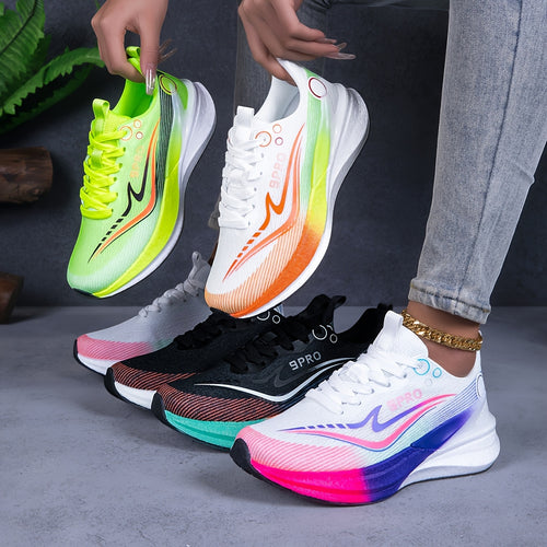 Women'S Multicolor Casual Sneakers Breathable Sneakers with Thick Soles, Walking, Running Perfect Gift for Fashion, Lowtop Laceup Walking Shoes, Non-Slip, Wear-Resistant, Fabric Lined Fashionable Footwear for All Seasons Suitable for Casual Wear