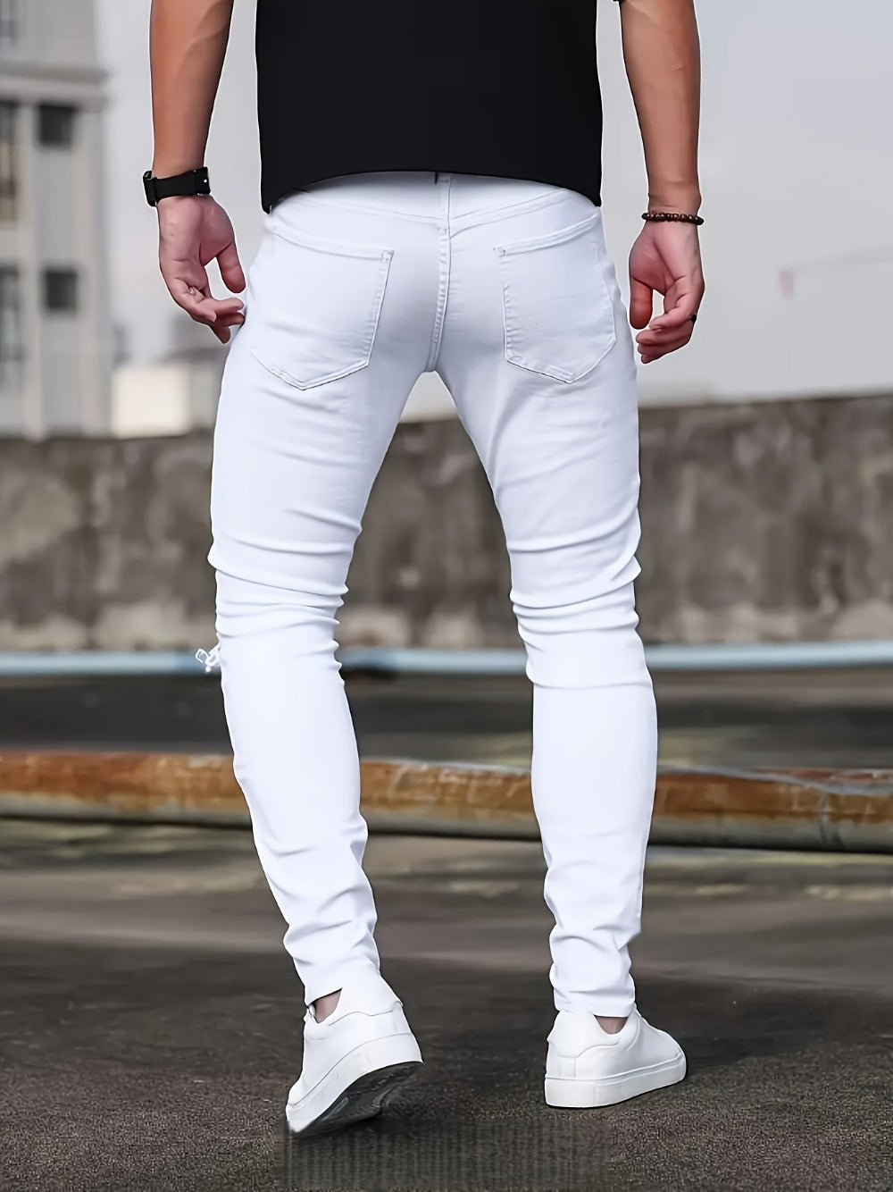 Men's Skinny Jeans - Classic Wash Patchwork