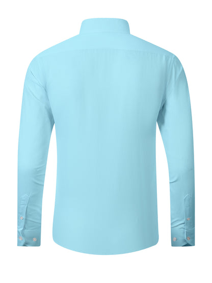 5pcs Men's Stretch Long Sleeve Dress Shirts - Solid Color Business Casual & Formal Shirts, Wrinkle-Resistant & Easy-Care, Regular Fit for Office, Wedding