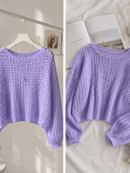 2026 Women'S Hollow Out Sweater Cardigan Long Sleeve Open Front Crochet Cover Up Lightweight Casual Layering Outerwear Soft Top For Spring Fall Winter Resort Wear