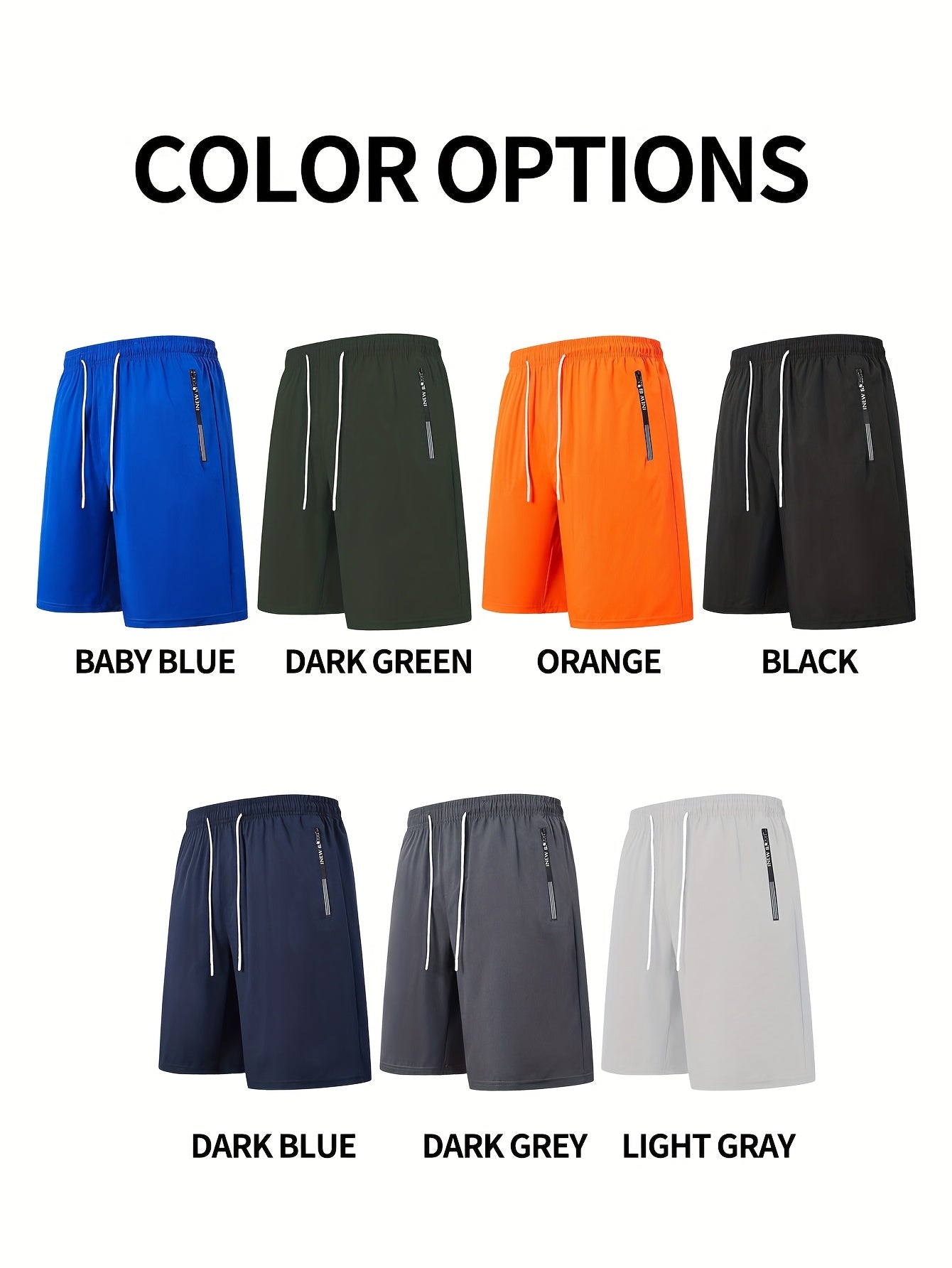 5pcs Pc (5-Color Multi) Men's Summer Athletic Shorts with Elastic Drawstring Waist & Zipper Pockets - Lightweight Breathable Fabric, Regular Fit Mid-Rise Suitable for,, Gym, Casual Wear - Smooth Texture Shorts
