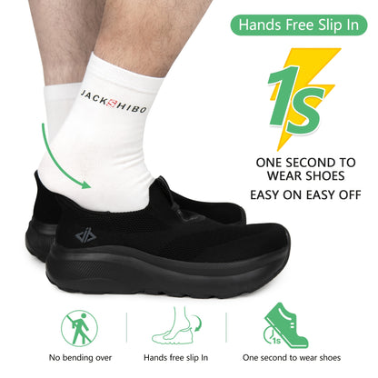 Mens Slip In Free Up Hands Shoes Wide Toe Box Walking Sneakers Cushioned Thick Zero Drop Sole