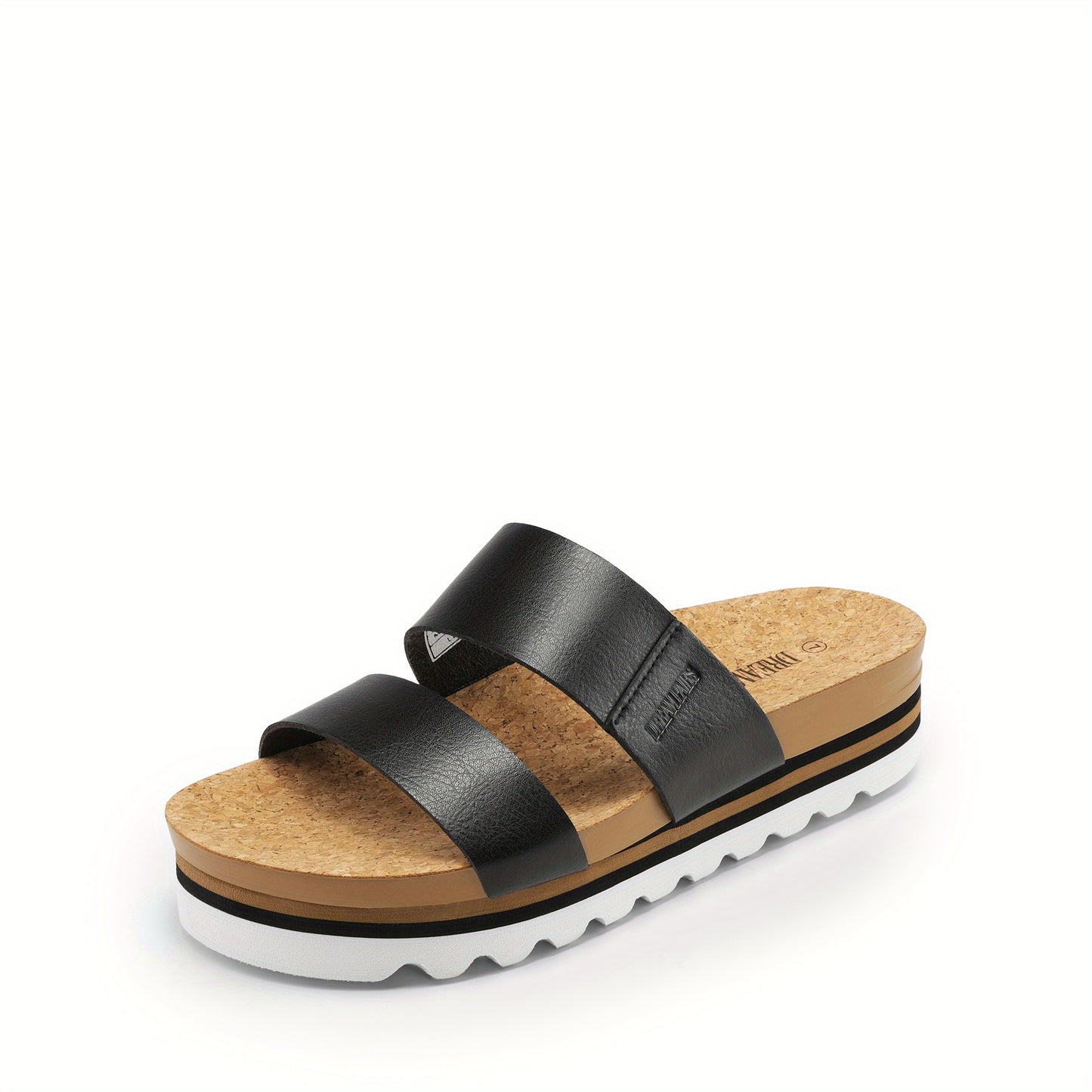 Women'S Platform Slides Sandals with Arch Support, Comfortable Beach Slip-on Flat Sandals, Casual 2-Strap Cork Cushion Wedges for Women Fashion Shoes Quick On and Off Suitable for different occasions