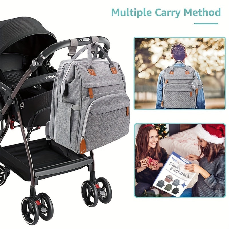 Diaper Bag Backpack, Diaper Bags, Shower Gifts, Multifunctional Diaper Backpack Large Capacity, (Heather Grey), Items, Necessitied