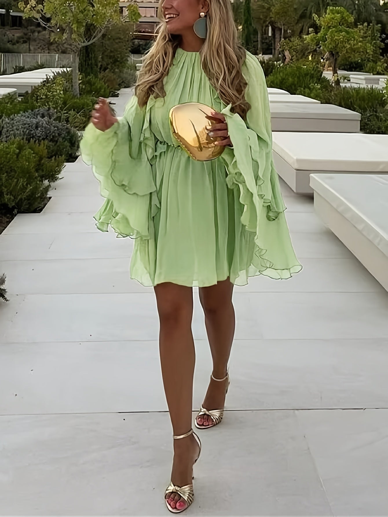 Chic Elegant Women'S Chiffon Layered Ruffle Loose Dress | Spring Summer Casual Vacation