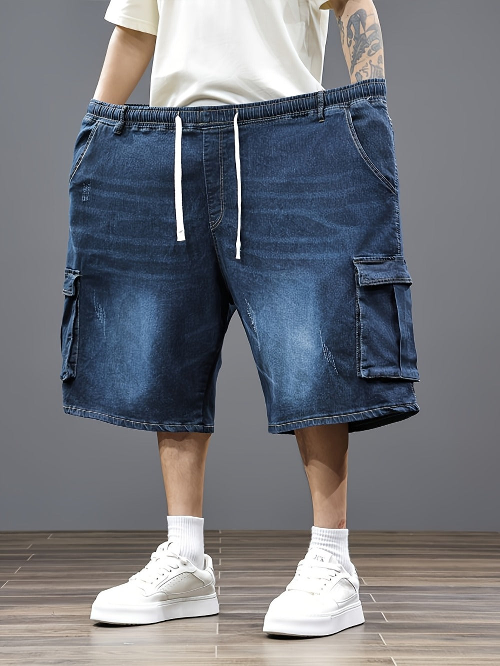 Men's Denim Shorts - Drawstring Waist