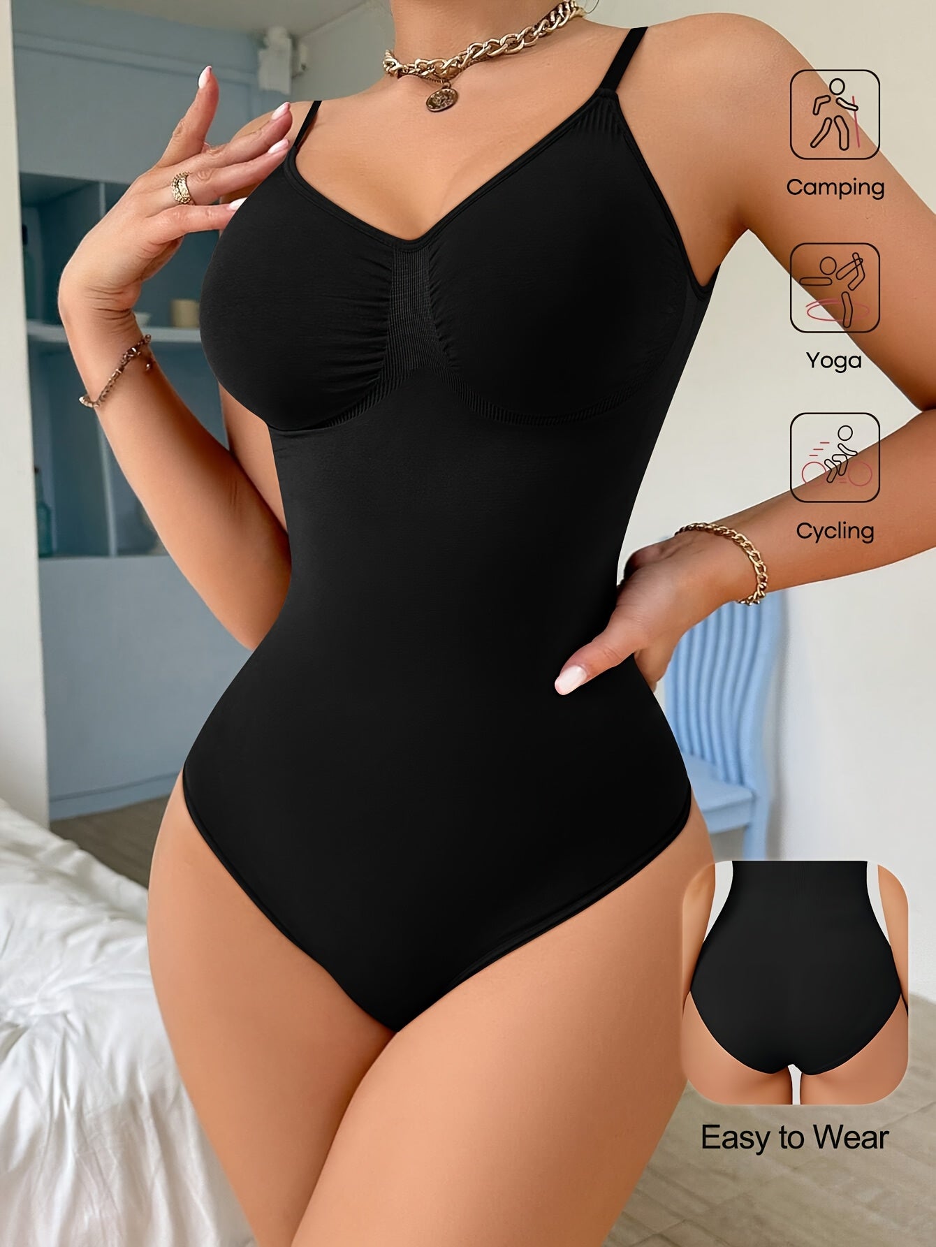 1pc Women'S Suspender Casual Thong Jumpsuit, Fabric Breathable And Comfortable, Suitable for Daily Casual Wear, Shopping, Dating, All Seasons