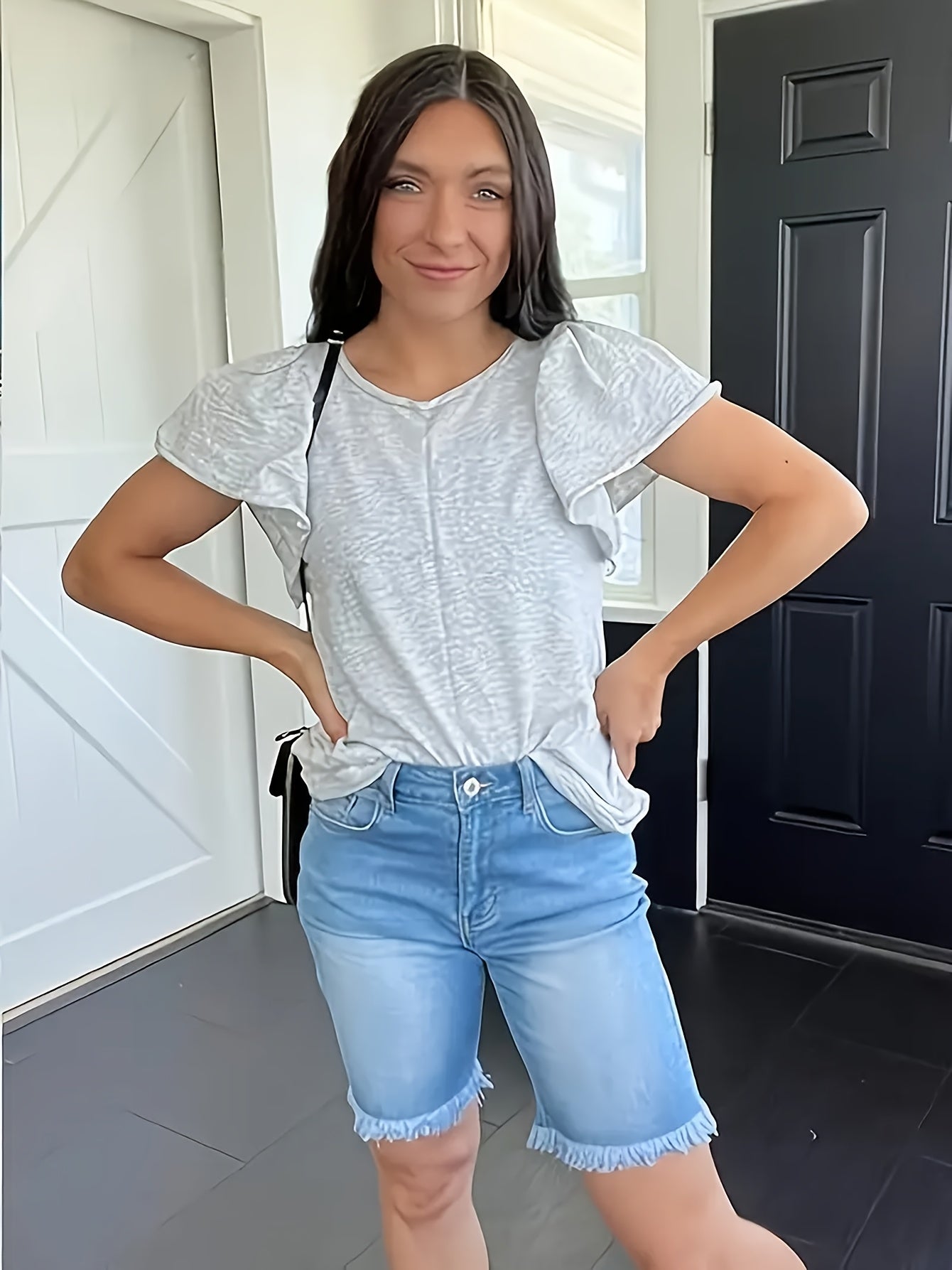 Women's Sky Blue Denim Denim Shorts - product view 10