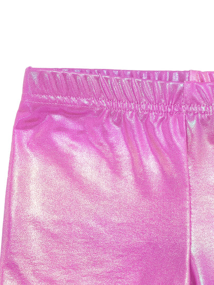 Girls' Gymnastics Bodysuit Set, Shiny Ballet Dance Outfit with Three Pieces Including Sparkling Shorts And a Headpiece.