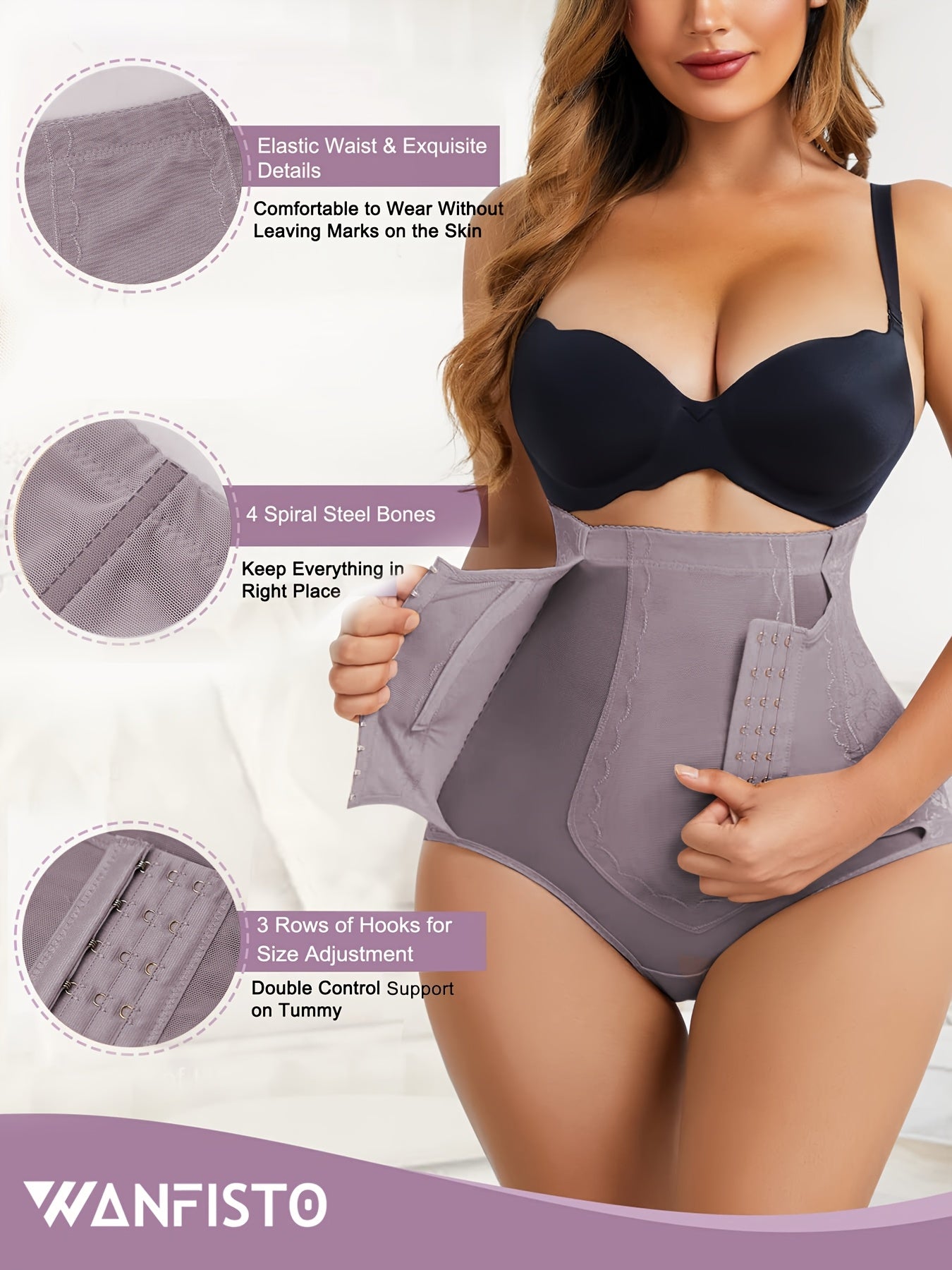 Tummy Control Shapewear With Compression Clasps For Women - High Waisted Tummy Tuck Shaper, Butt Lifting Bodysuit & Fajas Moldeadoras For Elegant Lady