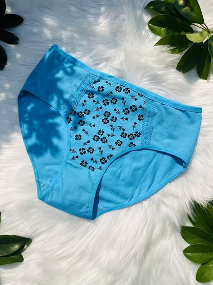 17pcs Women's Comfortable Mid-Waist Printed Bikini Panties, Breathable Butt Lifting Plus Size Panties (Random Delivery)
