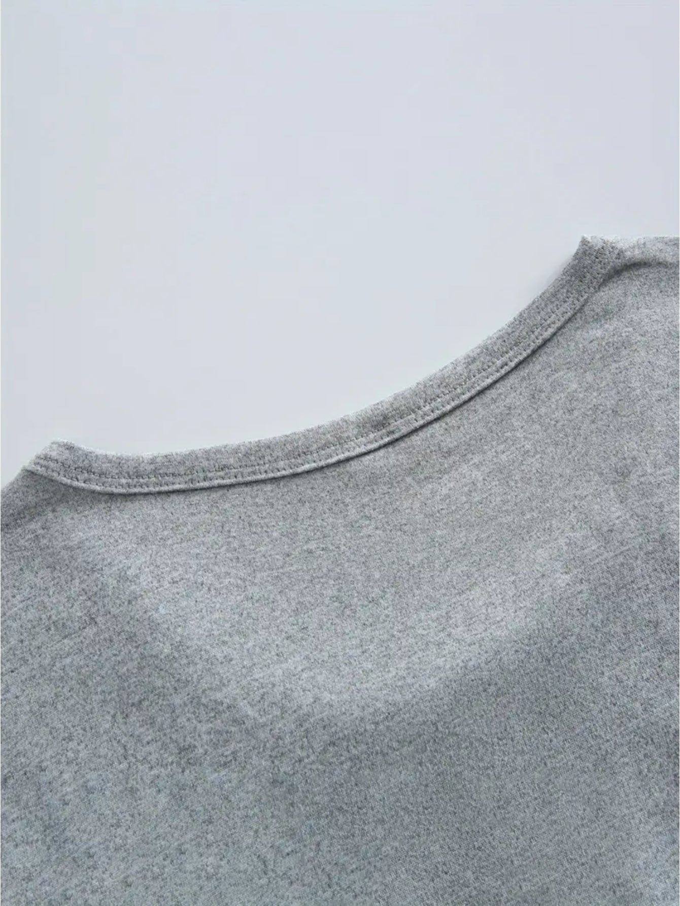 Light Grey Polyester Printed V-Neck Tank Top - product view 10