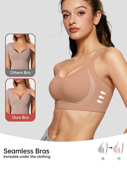 Women's Wireless Bra Comfortable Breathable Seamless Bra Soft Sleeping Bra Push Up Women's Underwear Daily Casual Bra Full Cup Sports Bra Suitable for Daily Wear Adjustable Shoulder Straps