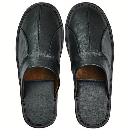 Genuine Leather Slippers Non-slip Genuine Leather Slippers Winter Spring Autumn Summer Indoor Slipper for Men Women Elderly | Casual Single Slides Shoes