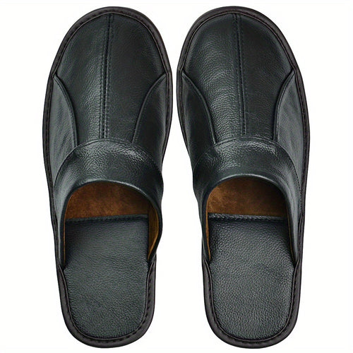 Genuine Leather Slippers Non-slip Genuine Leather Slippers Winter Spring Autumn Summer Indoor Slipper for Men Women Elderly | Casual Single Slides Shoes