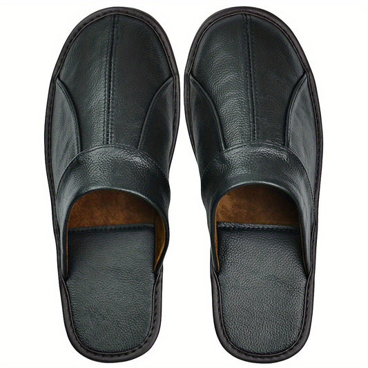 Genuine Leather Slippers Non-slip Genuine Leather Slippers Winter Spring Autumn Summer Indoor Slipper for Men Women Elderly | Casual Single Slides Shoes