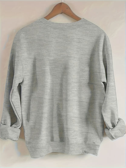 Oversized, Relaxed-Fit Pullover Featuring Tattoo Designs And Slogans - "I Have A Really Cool Tattoo" in Red And White Text, Gray Casual Sweater with a Crew Neck And Long Sleeves, Perfect for Tattoo Enthusiasts