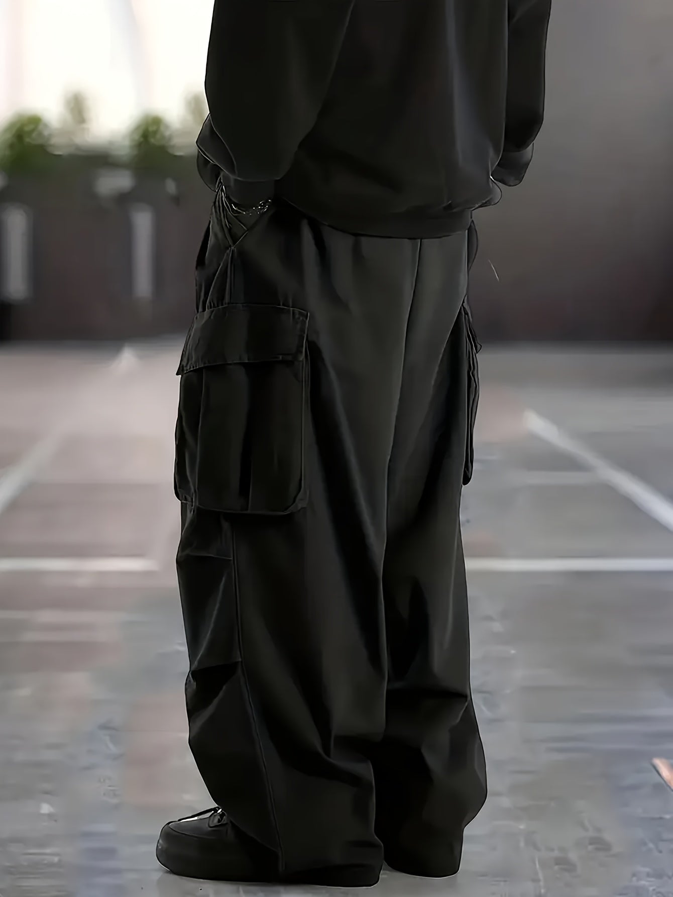 Men'S Plus Size Cargo Trousers - Casual Style for Spring And Autumn, Multi-Pocket Straight Leg Pants for All Seasons with Drawstring, Versatile Fashion, Wide Leg Design, Comfortable Casual Wear | Stylish Cargo Trousers | Comfortable Fit Pants