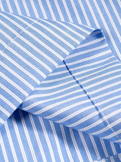 Unisex Casual Striped Shirt - Oversized, Loose Fit, Short Sleeve with Chest Patch Pocket | Lightweight Polyester Fabric | Perfect for Everyday, Beach, Party & Streetwear | Casual Attire | Chic Casual Style | Nontransparent Fabric