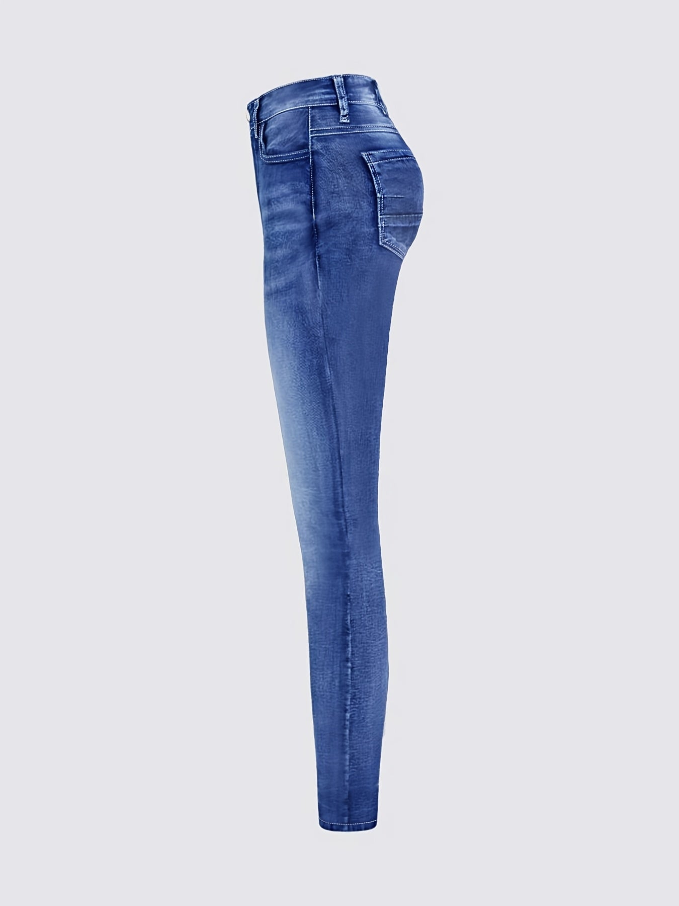 Women's Bright Steel Blue Denim High-Waist Slim-Fit Jeans - product view 18