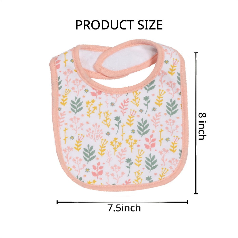 Cotton Baby Bibs 5-Pack - Cartoon Embroidered