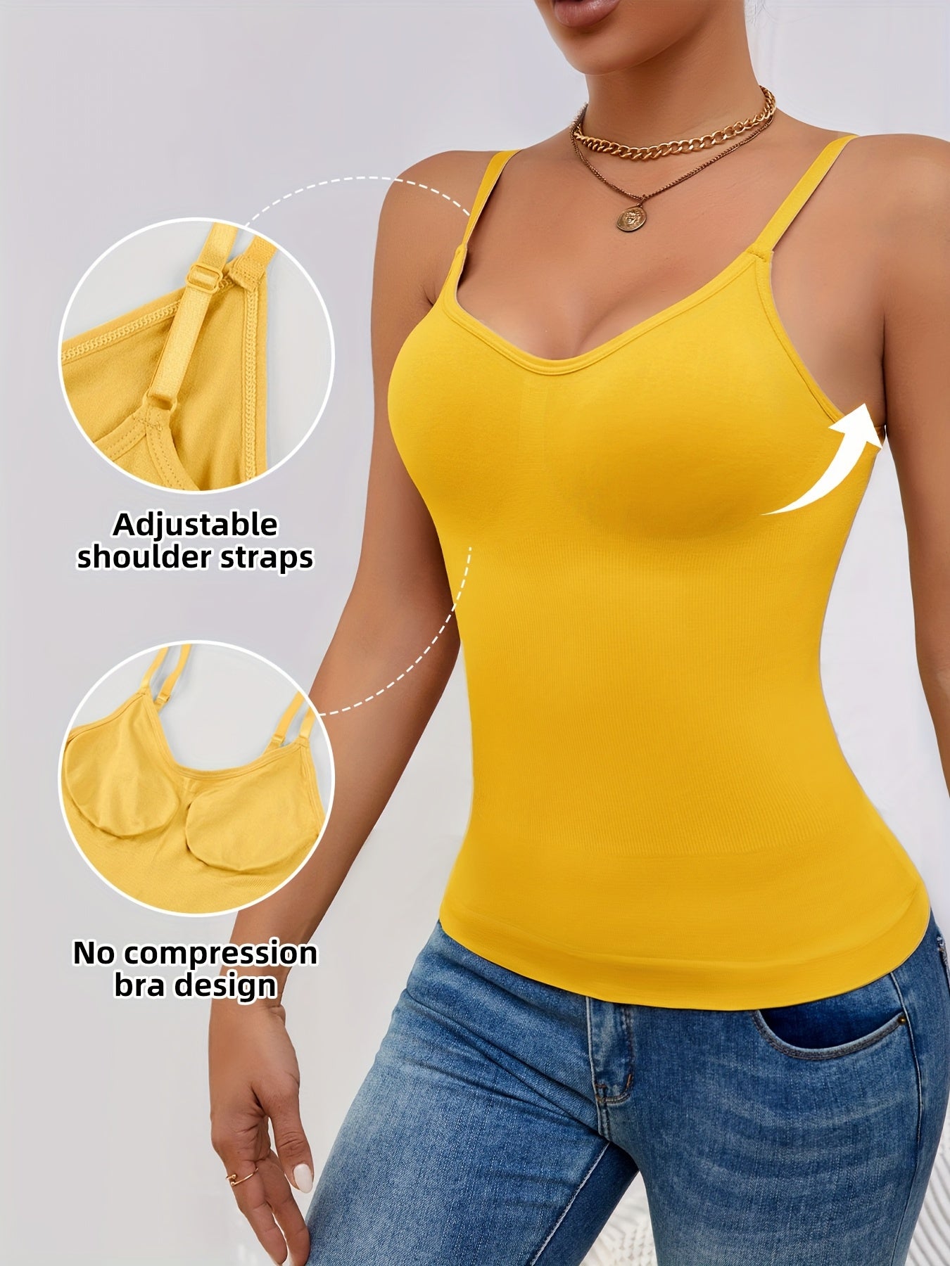 3pcs Women'S Camisole Vest, Comfortable, Breathable, Sleeveless Bottom, Inner Layer, Shaping And Body Shaping Sports Bra
