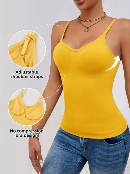 3pcs Women'S Camisole Vest, Comfortable, Breathable, Sleeveless Bottom, Inner Layer, Shaping And Body Shaping Sports Bra