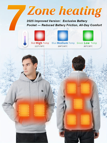 Heated Hoodie for Men Electric Heating Sweatshirt, Winter Thermal Pullover Sweater(Battery Not Inculded)