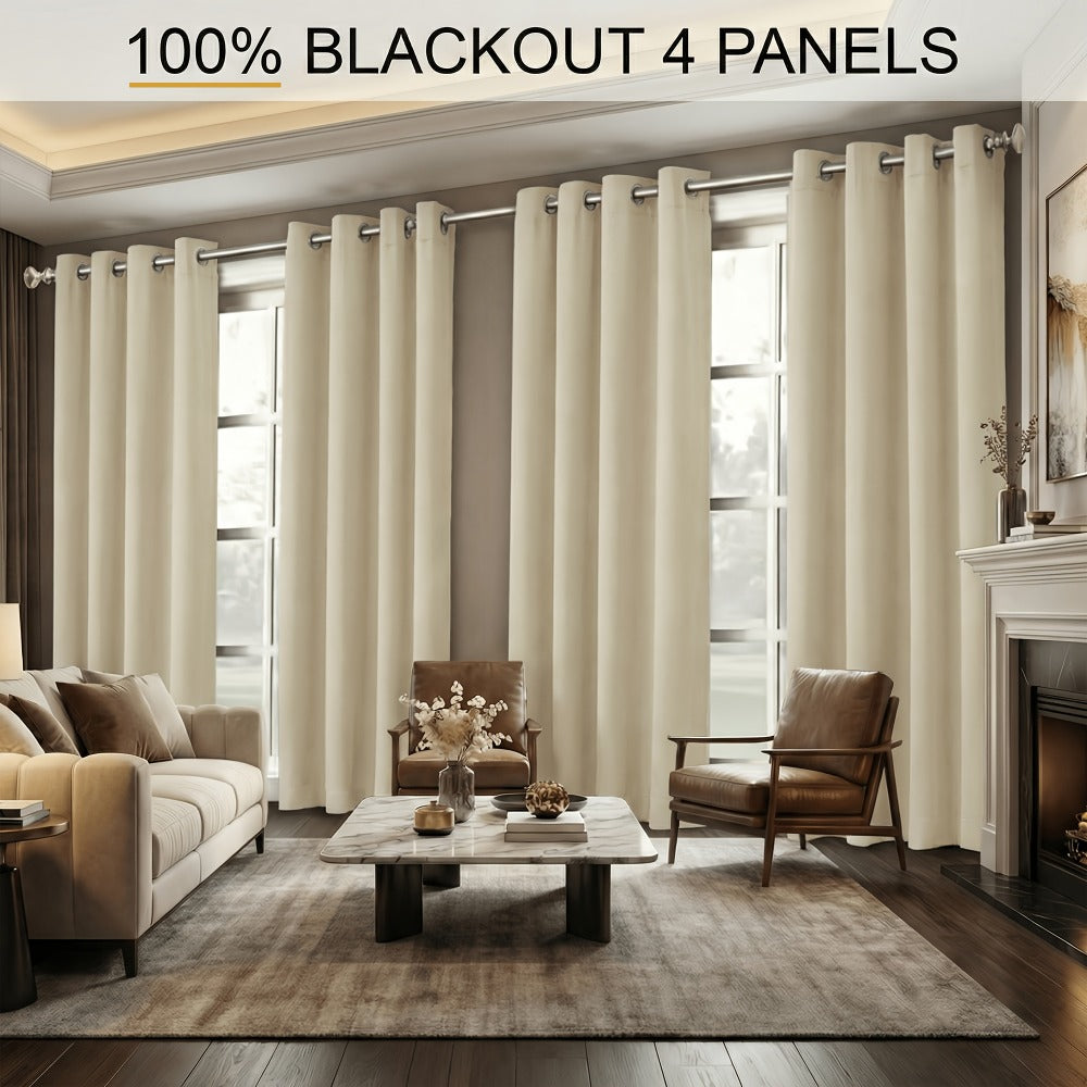4-Piece Blackout Curtain Panels - Thermal Lining for Bedroom Privacy