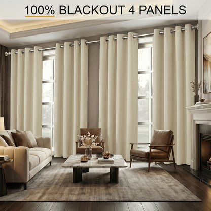 4-Piece Blackout Curtain Panels - Thermal Lining for Bedroom Privacy