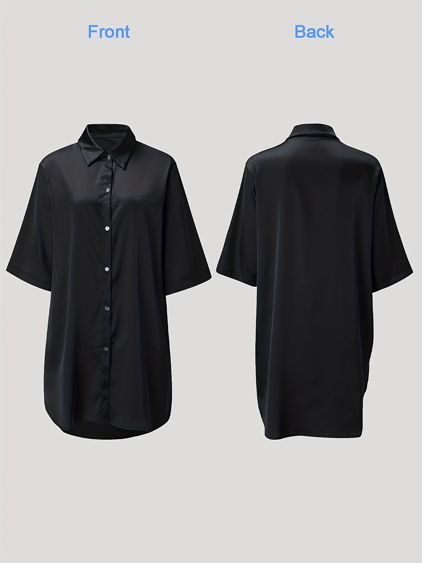 European And American Solid Color Sexy Shirt for Women Comfortable And Smooth Home Wear Long Pajamas