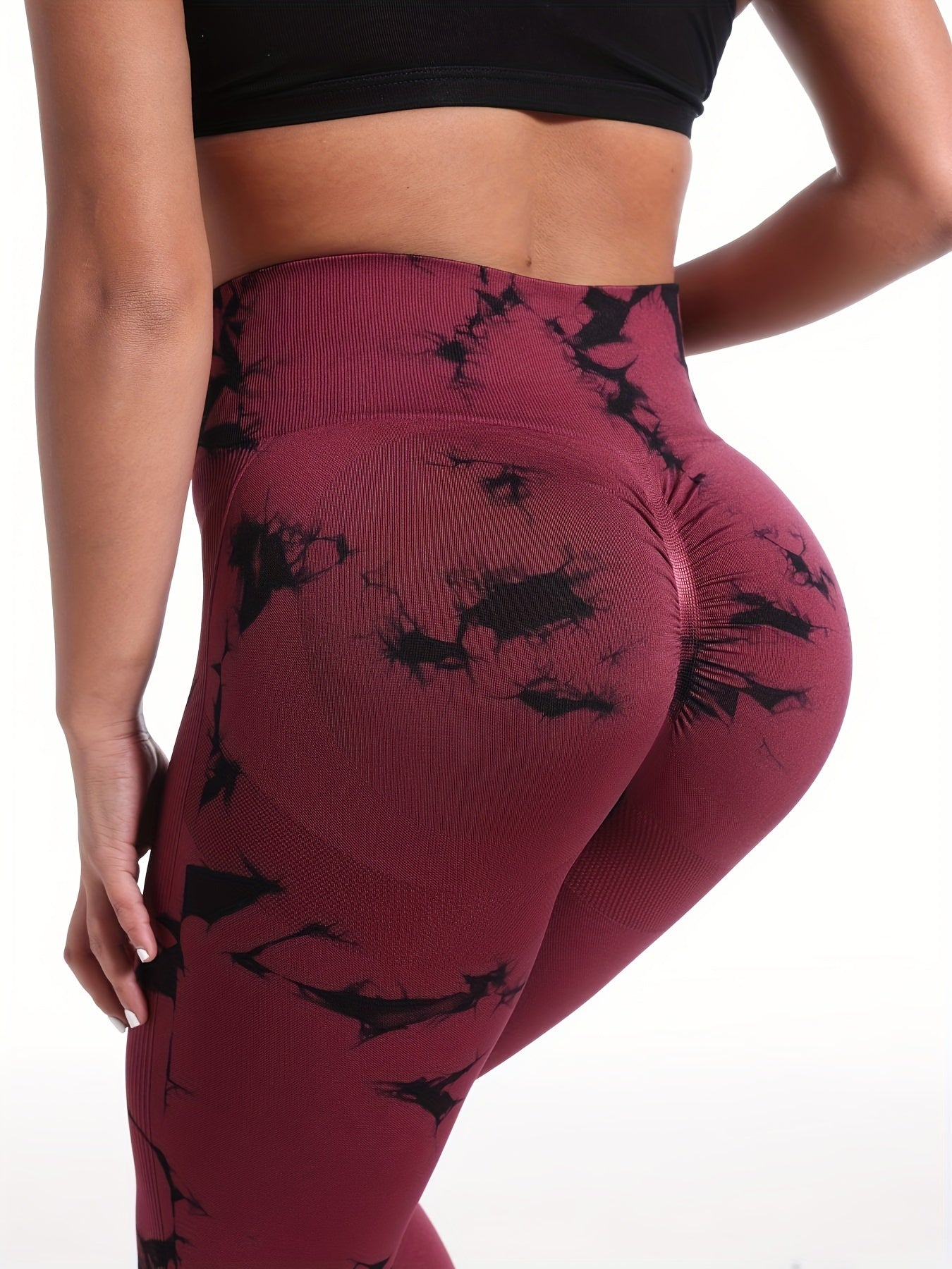 Set of 5 High-Waisted Yoga Pants for Women with Tummy Control, Summer Tie-Dye Fitness Leggings, Stretchy Running Tights for Peach Lift Workouts, Available in Various Colors
