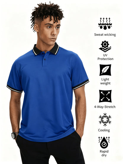 6pcs - Men's Polo Shirt Short Sleeve Sports Golf Polo Shirt Men's Casual Summer Outdoor T-shirt