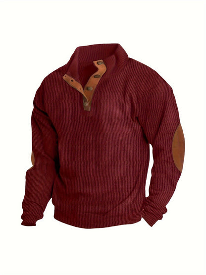 Men'S Autumn And Winter Outdoor Loose Jacket, Corduroy Casual Stand Up Collar, Long Sleeved Button Hoodie, Men'S