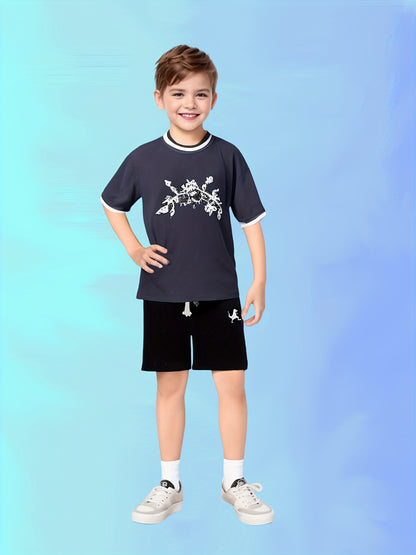 Set of Three Athletic Shorts for Young Boys Featuring Pockets - Easy Pull-On Style with Active Dinosaur Embroidery, Comfortable And Breathable Summer Shorts for Children, for Outdoor