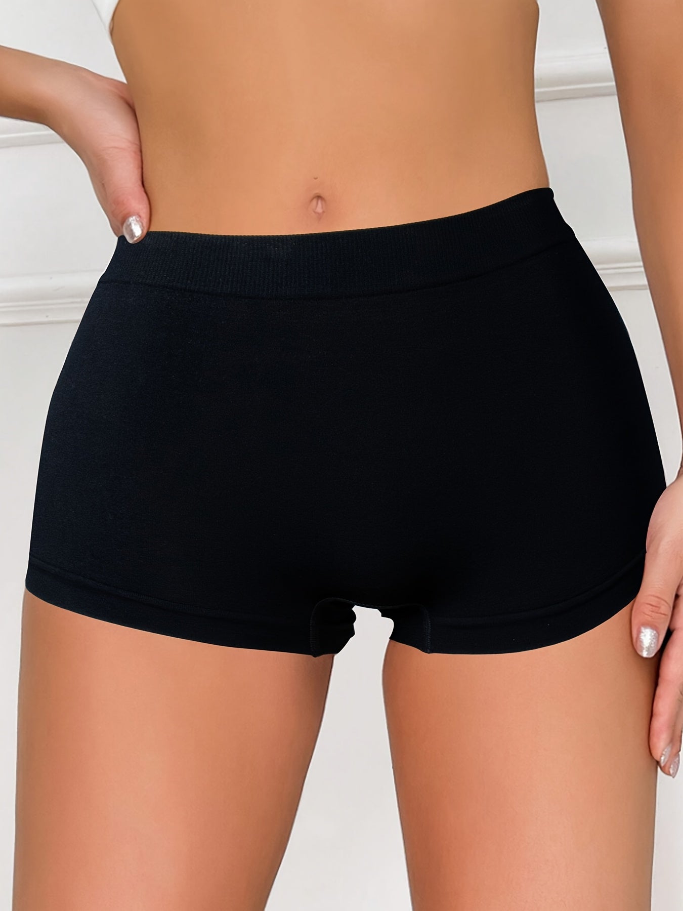 5pcs Multi-color Women'S Stretchy Hip Lifting Low Waisted Boxer Briefs & Sports & Fitness Breathable Comfortable Bottom Panties