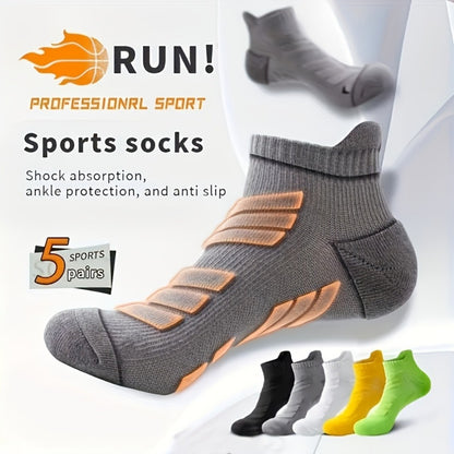 Men's Cushioned Basketball Ankle Socks - 5-Pair Pack
