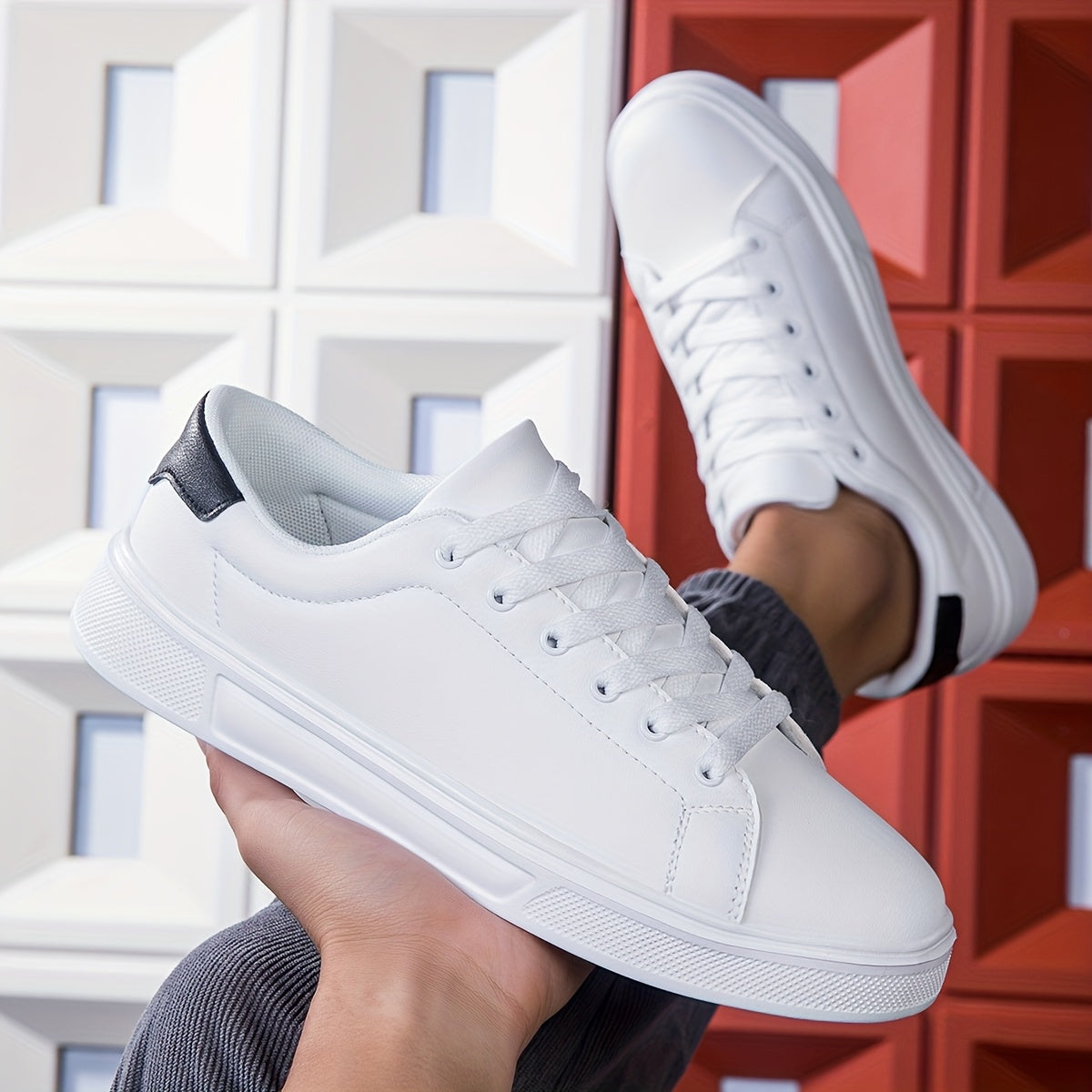 [Sneakers] Men'S Shoes 2025 Spring New White Shoes Breathable Sports Leisure Trendy Casual Shoes Hot Style