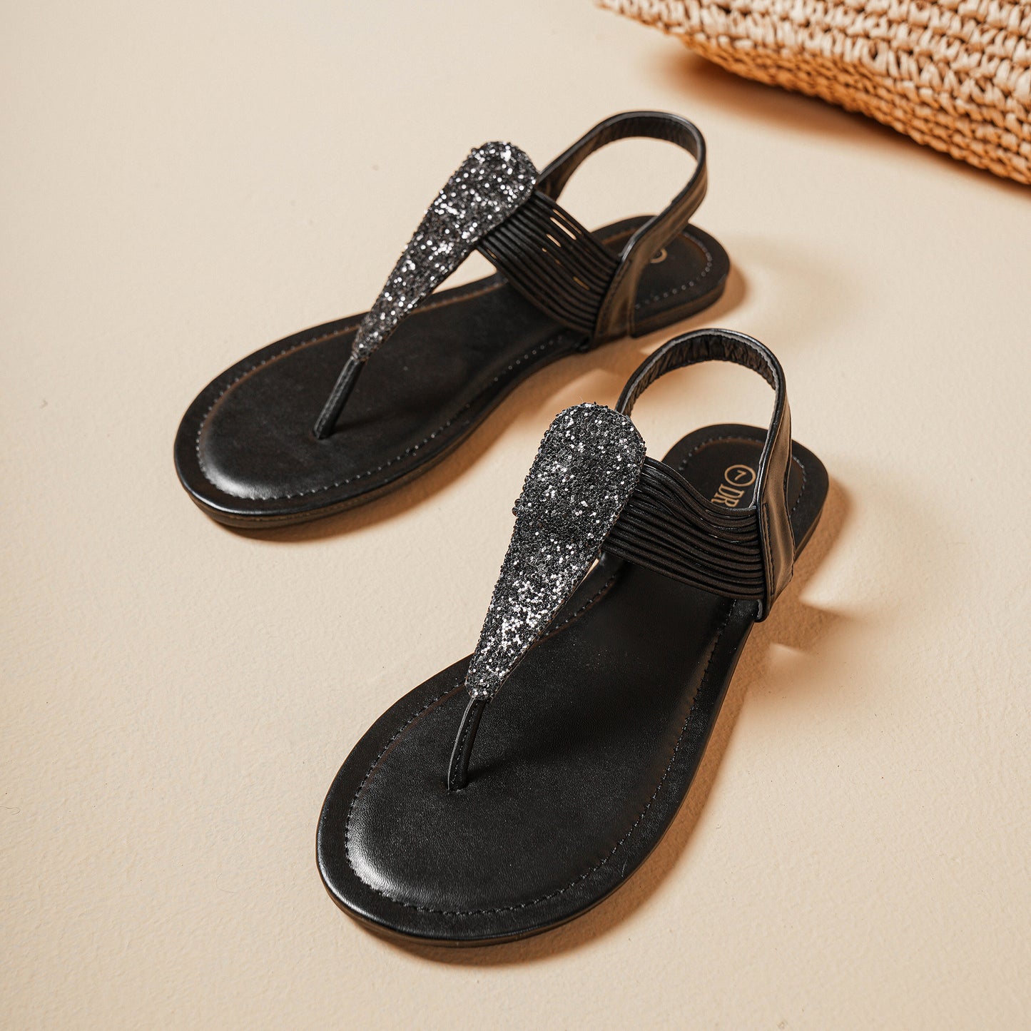 Womens Sandals, Women's Elastic Strappy String Thong Ankle Strap Summer Sandals, Soft, Comfortable, Suitable for Summer Vacation, Dating, Parties, Womens Shoes